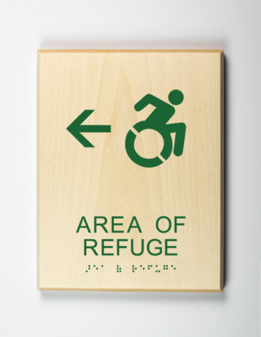 Accessible Area of Refuge to Left Sign