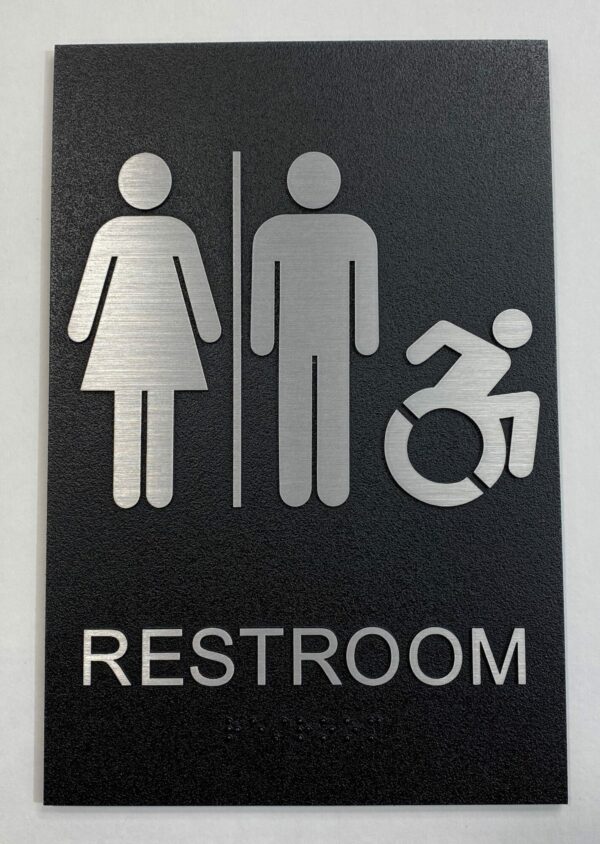 Metal All Gender Restroom Sign
