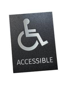 Exterior ADA sign saying accessible with braille